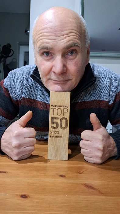 Barta István TOP 50 2023 díja, melyet a Tudjukki.hu-n szerzett ügyfelek értékelése alapján érdemelt ki.