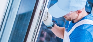 Nyílászáró szerelő ablakcserét végez fahatású, barna műanyag ablakkal.