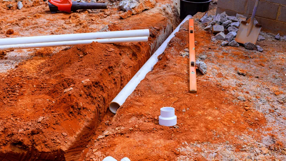 Árokásás Közművek árokásás után.